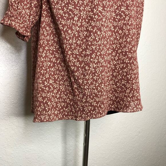 Ulla Johnson dusty rose pink white floral one shoulder ruffle top size 2 - Picture 6 of 10